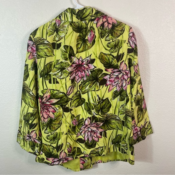 Rafael Woman Tropical Print Linen Blend Lightweight Lined Blazer size 14 - Picture 4 of 7